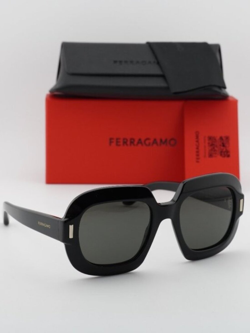 Salvatore Ferragamo SF2068SE 001 Butterfly Sunglasses - Black / Grey